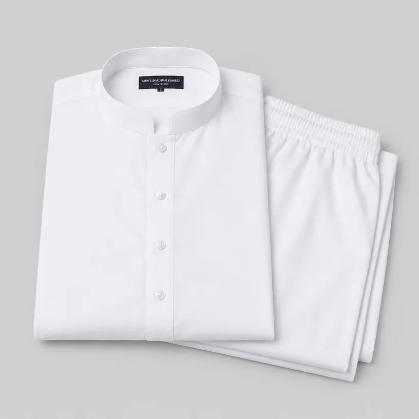 White Cotton Shalwar Kameez for Men